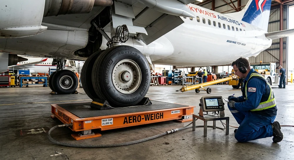 Aircraft wheel weight scale